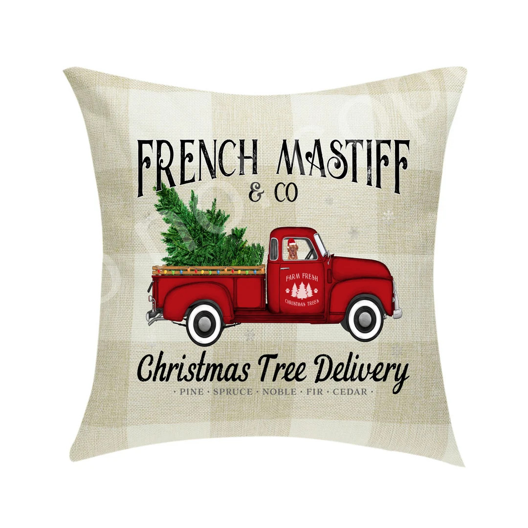 French Mastiff & Co. Christmas Tree Delivery Pillow Cover Buffalo Plaid 18 X 18 cover Only - Etsy | Etsy (US)