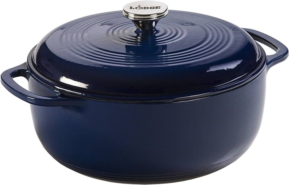Lodge 6 Quart Enameled Cast Iron Dutch Oven with Lid – Dual Handles – Oven Safe up to 500° F... | Amazon (US)