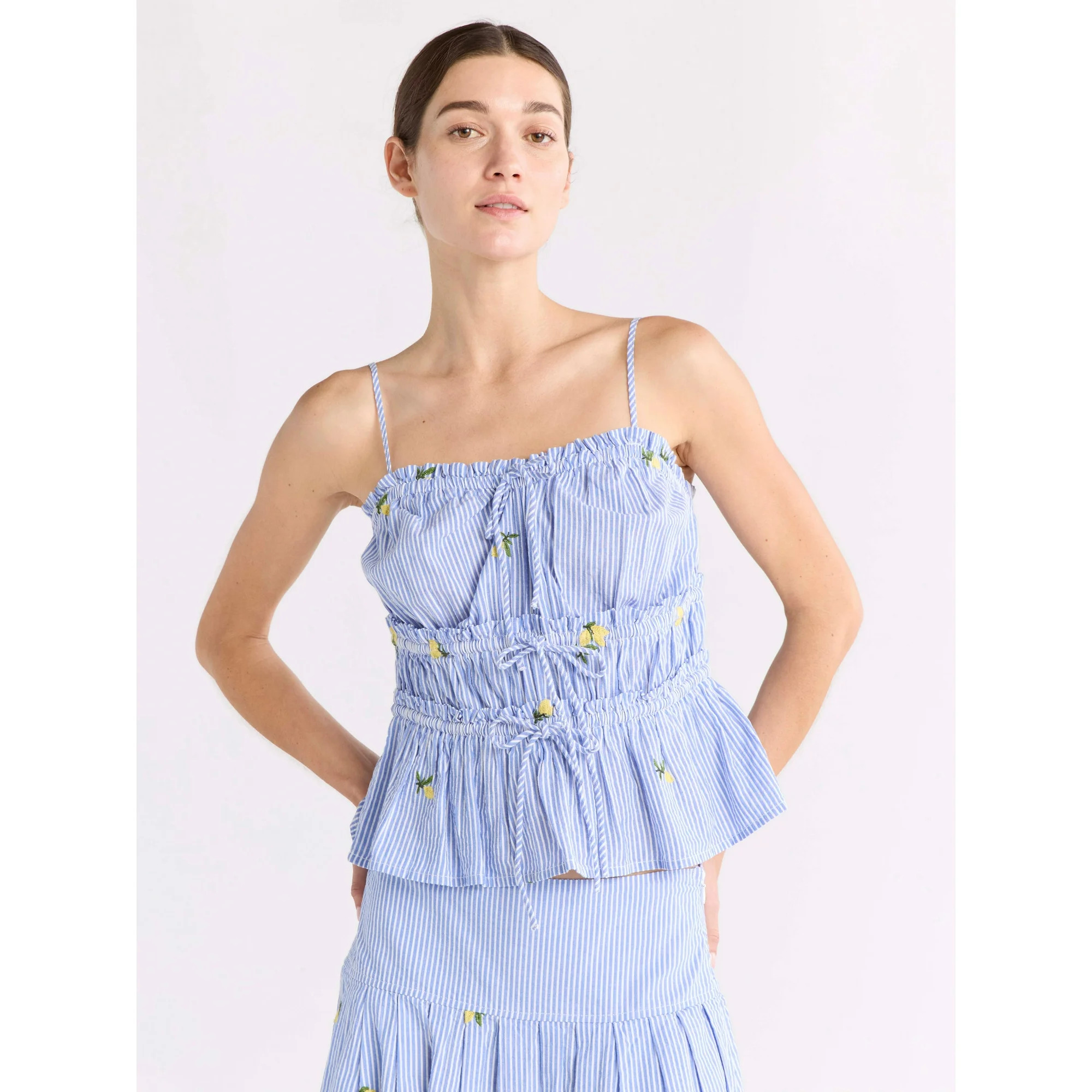 Free Assembly Women's Tiered Ruffle Cotton Sleeveless Top, Sizes XS-XXL | Walmart (US)