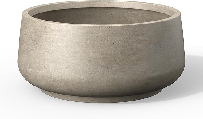 Kante 16.1" Dia Round Curvy Concrete Planter, Large Plant Pots with Drainage Hole and Rubber Plug... | Amazon (US)