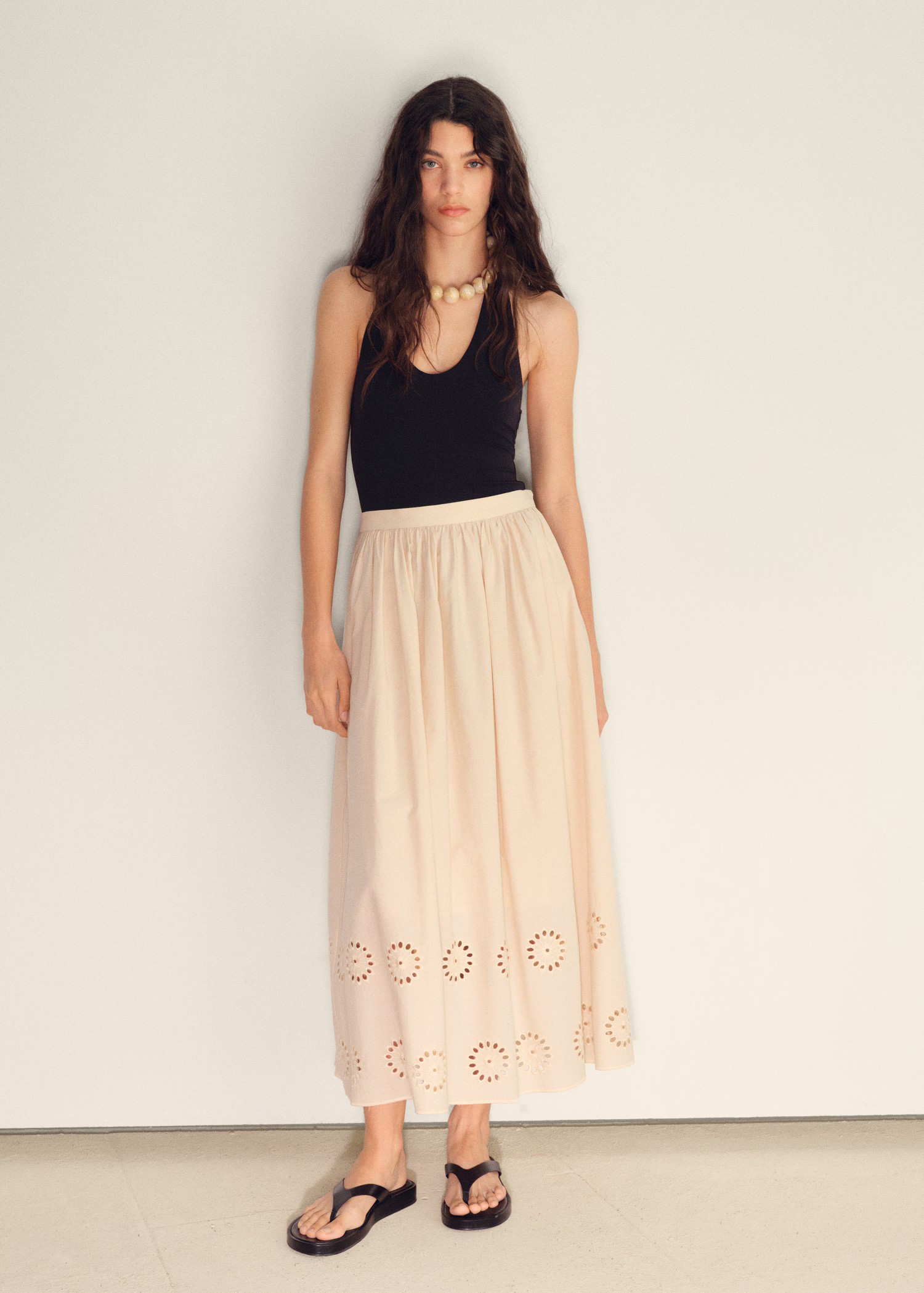 Cotton skirt with embroidered hem - Women | MANGO USA | Mango (US/MX/AU)