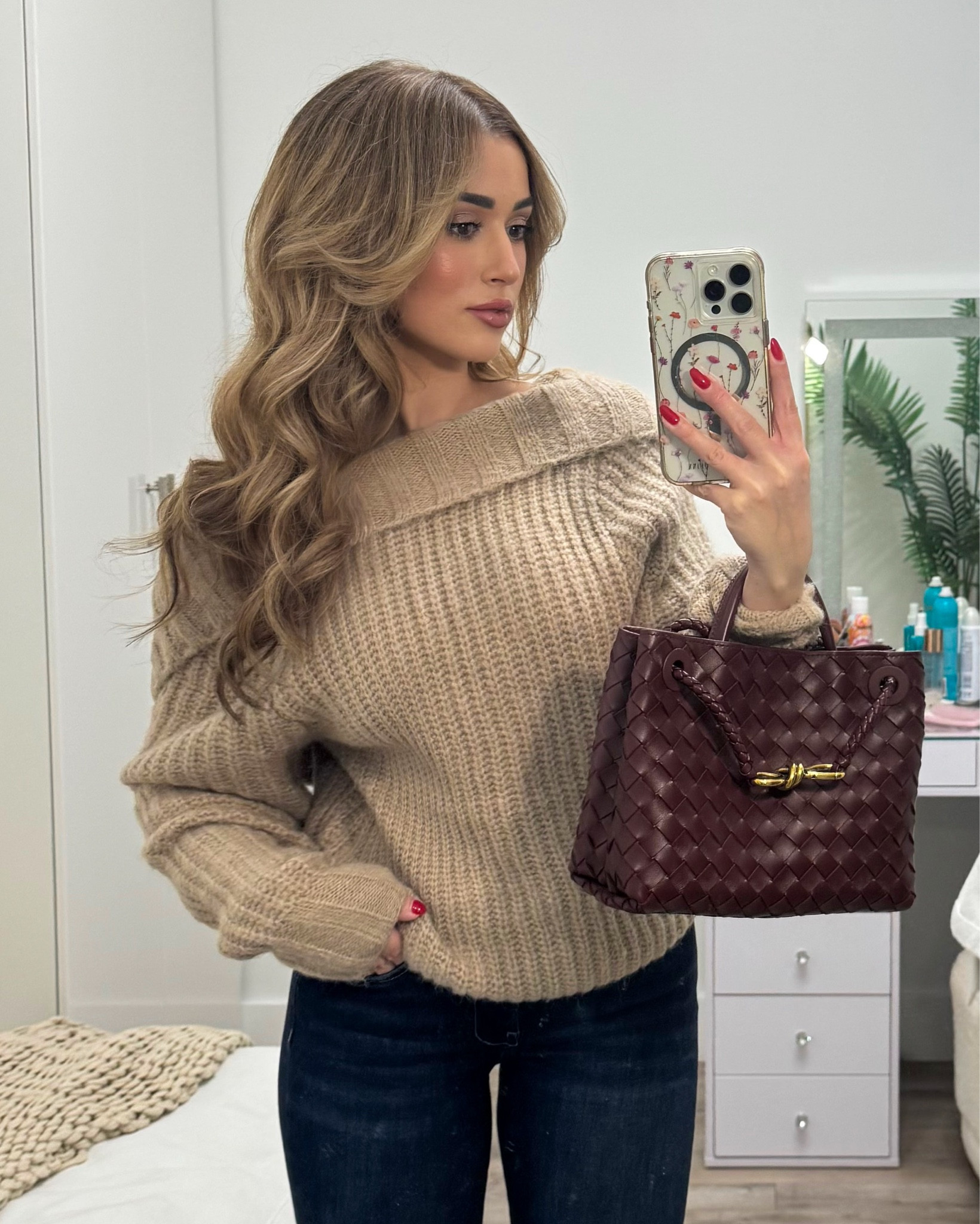 Casual date night 🤎 going to dinner + a movie. Wearing this meshki sweater in a size XS, jeans in 26. 

#LTKHoliday #LTKSaleAlert #LTKCyberWeek