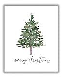 Merry Christmas with Evergreen Tree No.19 Holiday Wall Art Print - 11x14 UNFRAMED Minimalist Picture | Amazon (US)