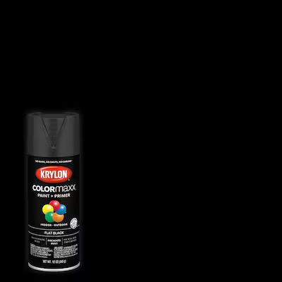 Krylon  COLORmaxx Flat Black Spray Paint and Primer In One (NET WT. 12-oz) | Lowe's