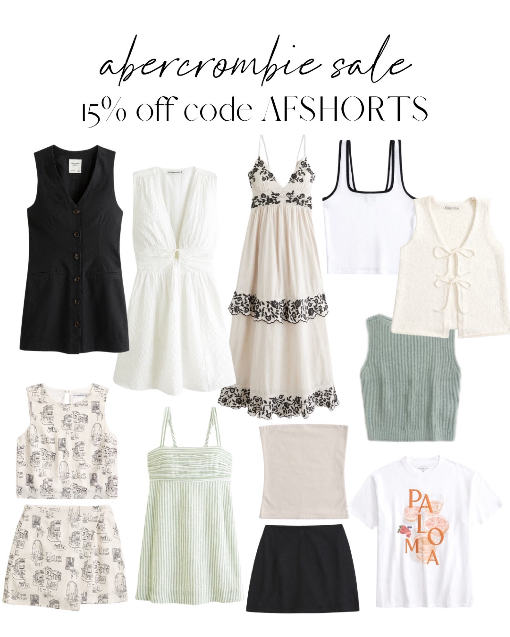 abercrombie sale 15% off code AFSHORTS 🫶🏻

summer dress, summer finds, neutral fines, shorts, tank tops, graphic tee 

#LTKTravel #LTKSaleAlert #LTKSeasonal