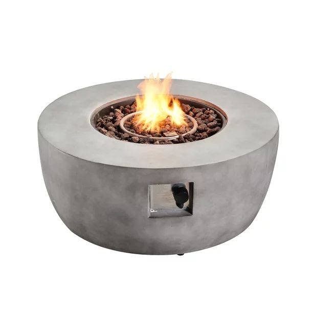 Teamson Home 36" Outdoor Round Propane Gas Fire Pit with Faux Concrete Base, Gray | Walmart (US)