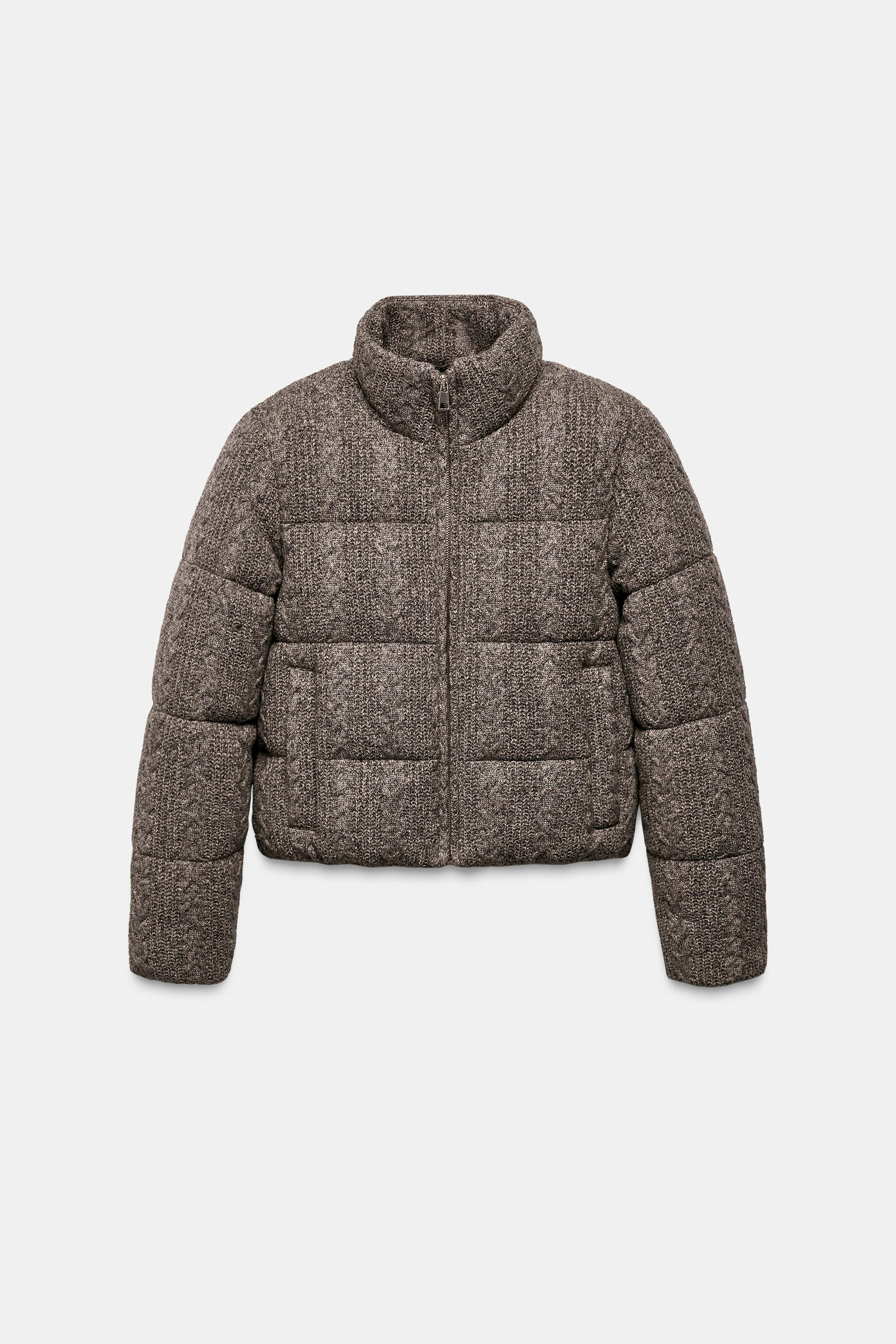 QUILTED CABLE KNIT BOMBER ANORAK WITH THERMAL INSULATION | Zara UK