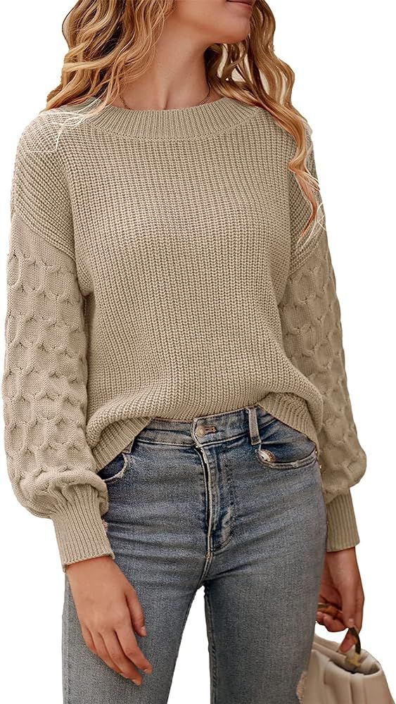 PRETTYGARDEN Suéter de invierno 2024 para mujer, casual, de manga larga, cuello redondo, suelto,... | Amazon (US)