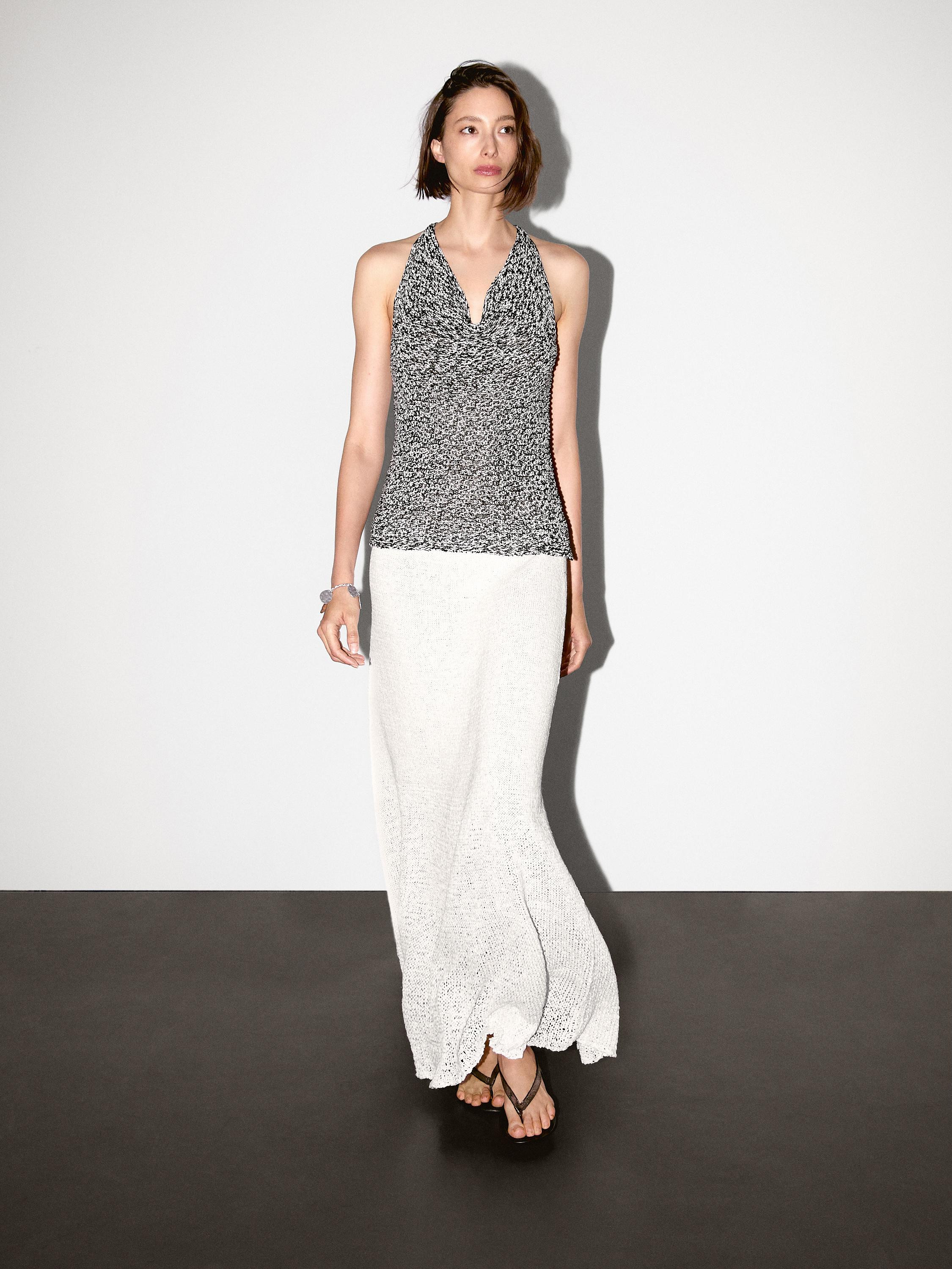 Draped knit top with flecked detail | Massimo Dutti UK