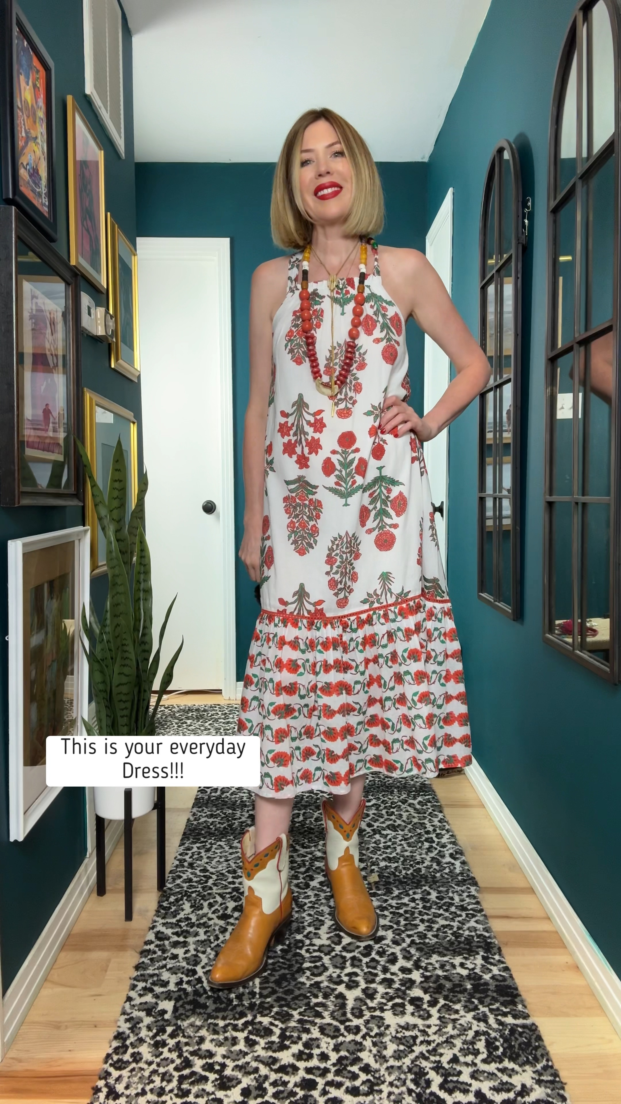 💋I will live in this dreamy summer dress all season long! A low back detail and vintage inspired floral print make it extra special. I can not resist throwing on my cowboy boots for a fun western vibe! 🌻 
#summersdress #whitedress#vacationdress #coverup

#LTKShoeCrush #LTKOver40 #LTKFestival