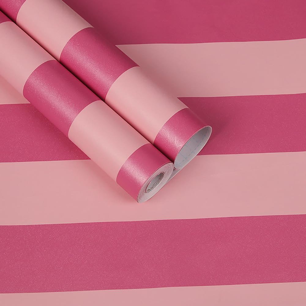 Rose Pink and Rose Red Stripes Peel & Stick Shelf Liner Removable Contact Paper Wallpaper for Dra... | Amazon (US)