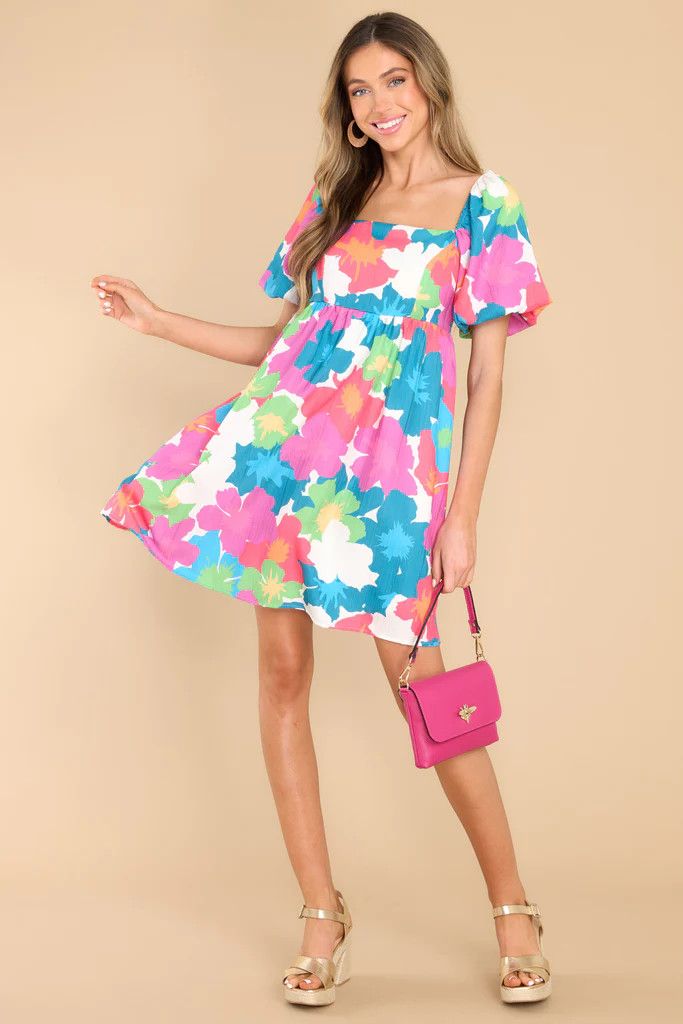 Hearts Are Free Multi Floral Dress | Red Dress 