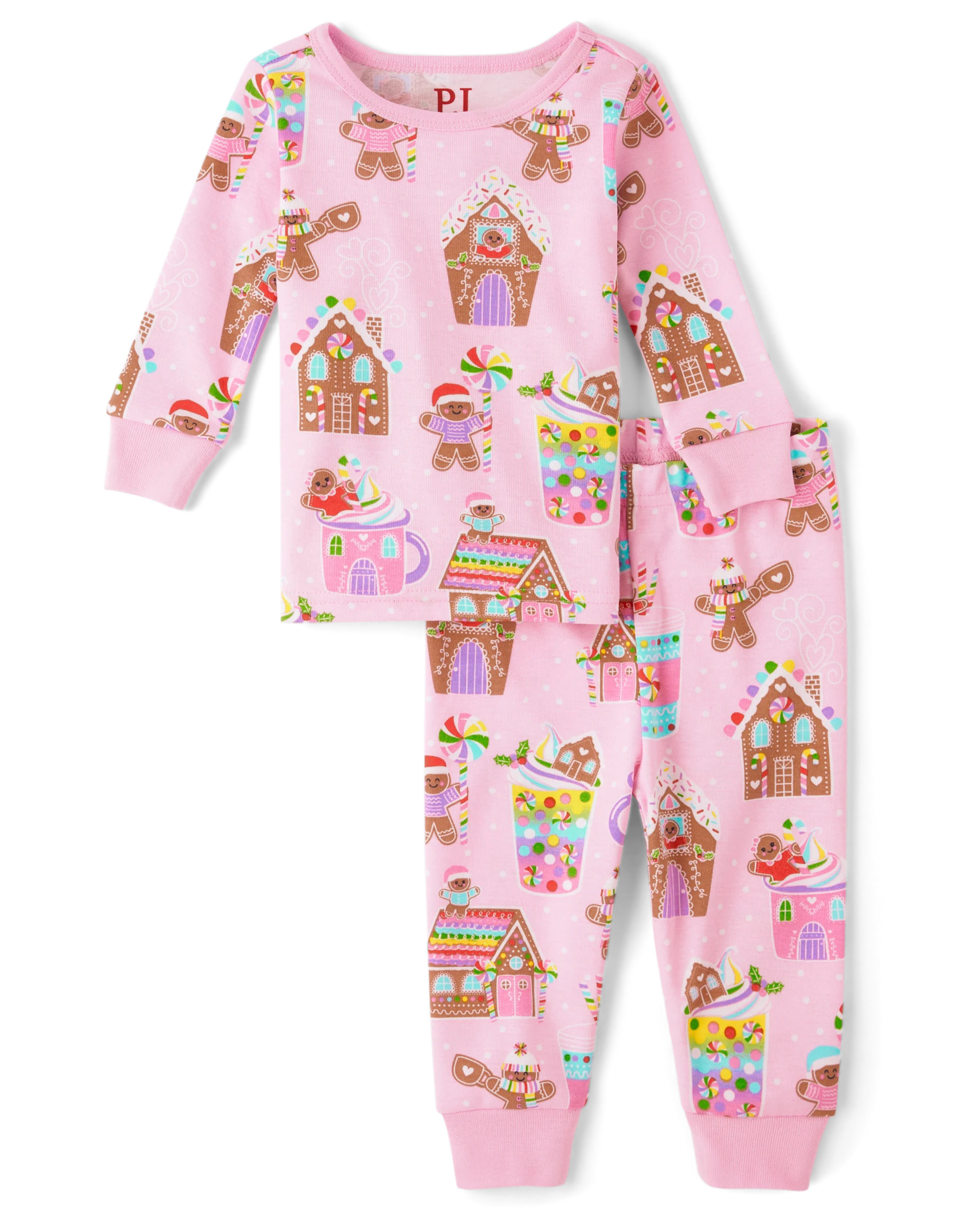 Girls Long Sleeve Gingerbread Print Snug Fit Cotton Pajamas - CHARISMA | The Children's Place | The Children's Place