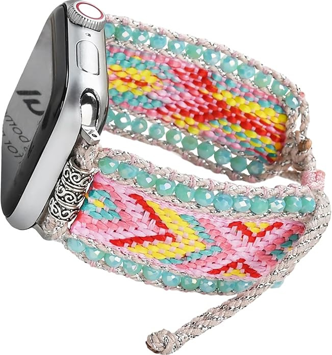 Fancy Woven Braided Nylon Band Compatible with Apple Watch Bands 40mm 41mm 38mm, Retro Boho Frien... | Amazon (US)