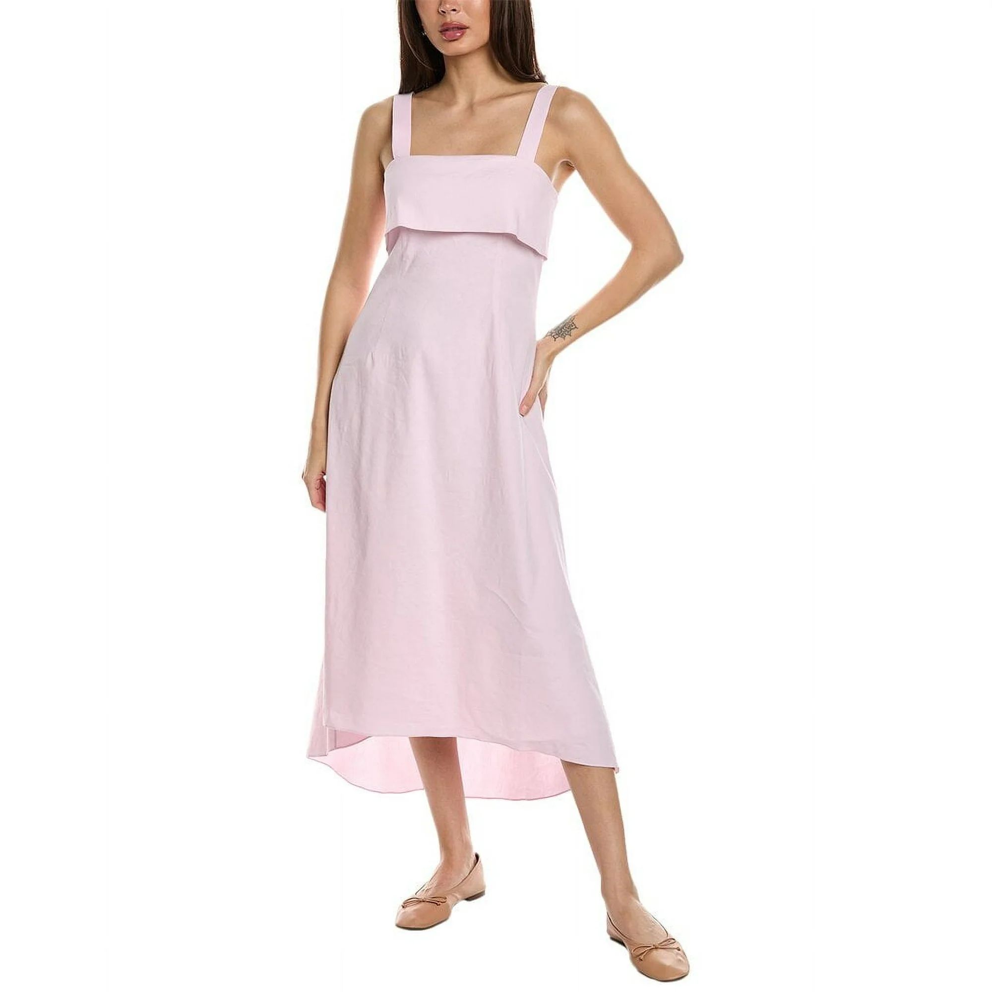 Theory womens  High-Low Linen-Blend Midi Dress, 6, Pink | Walmart (US)