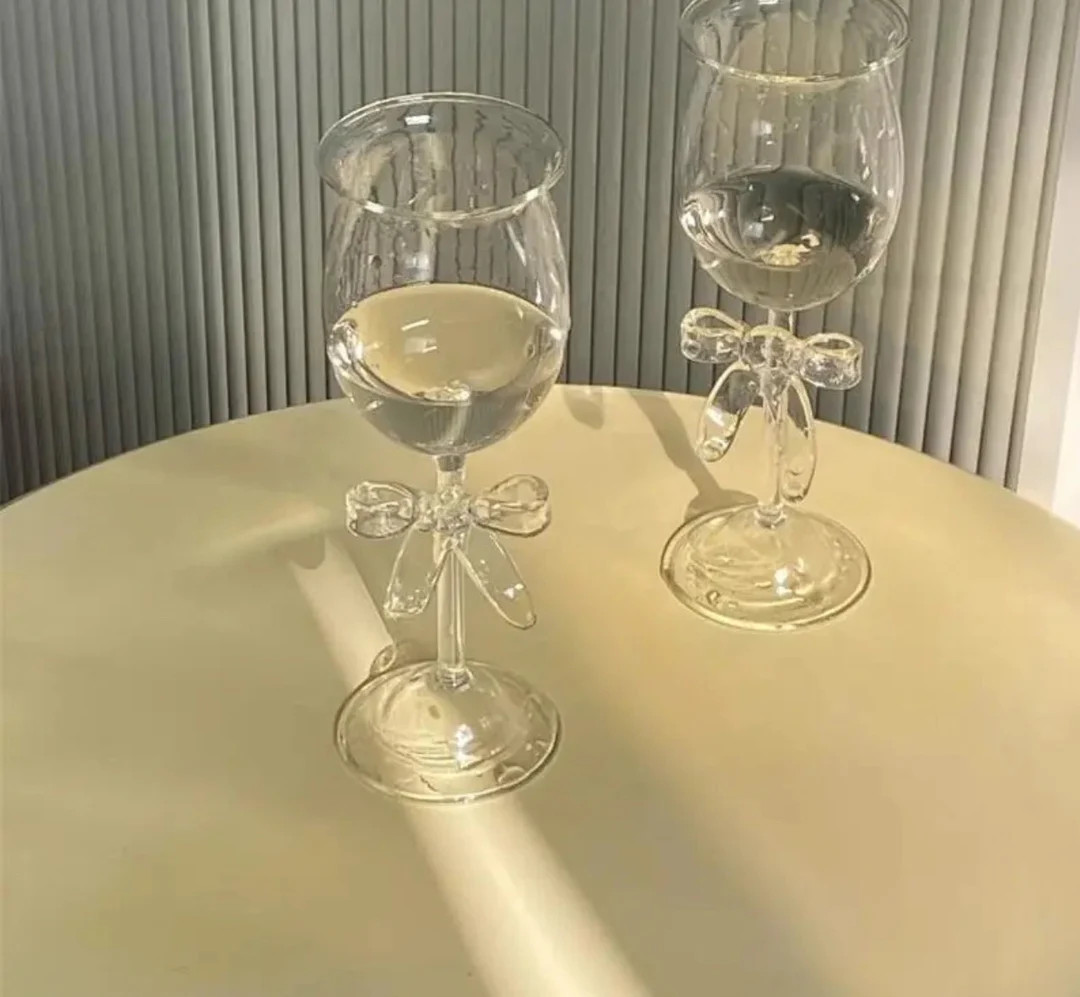 Wine Glasses Champagne Glasses- Cottage core style, bow cup - decoration | Etsy (US)