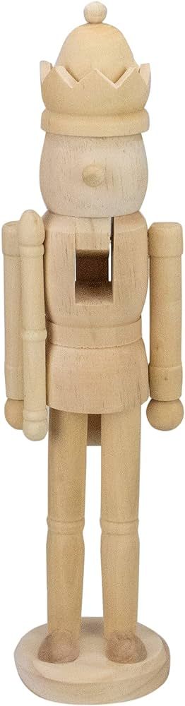 Northlight Unfinished Paintable Wooden Christmas Nutcracker with a Crown, 14.75", Brown | Amazon (US)