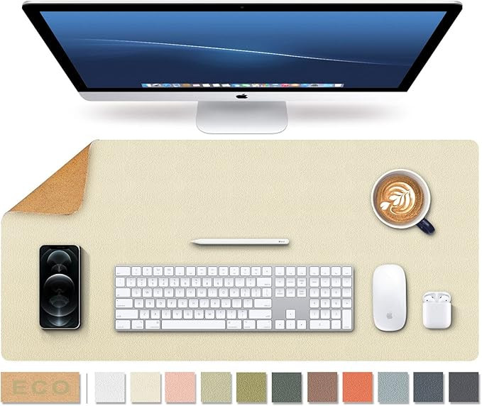 Large Natural Cork & Leather Desk Pad,eco Desk mat,Double-Sided Desk Protector ,Waterproof Keyboa... | Amazon (US)