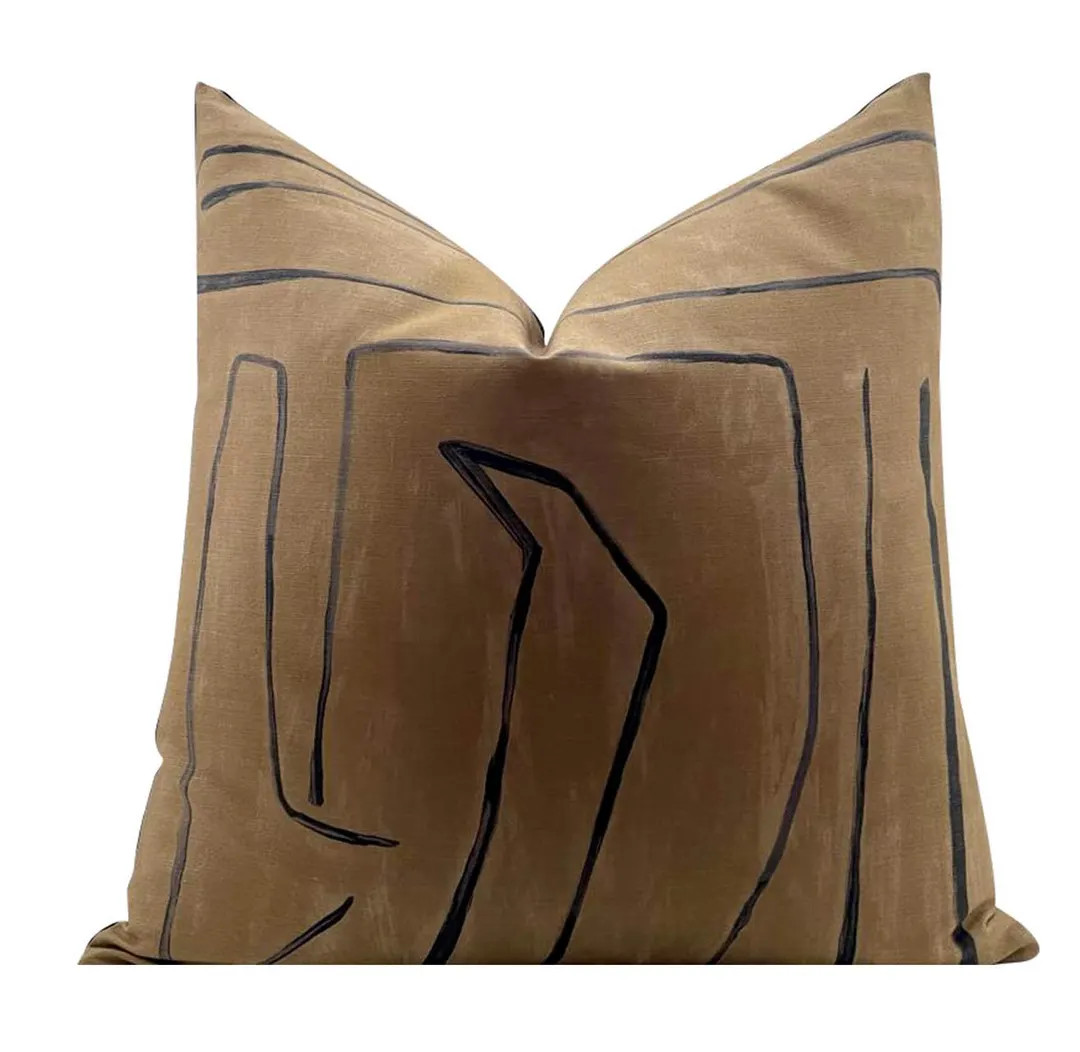 Kelly Wearstler Graffito Pillow Cover in Java Brown/black, Living Room Pillow, Decorative Pillow,... | Etsy (US)