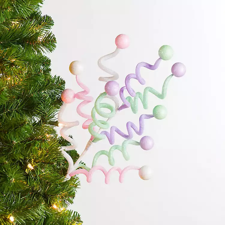 New! Pastel Glitter Spirals Tree Pick | Kirklands