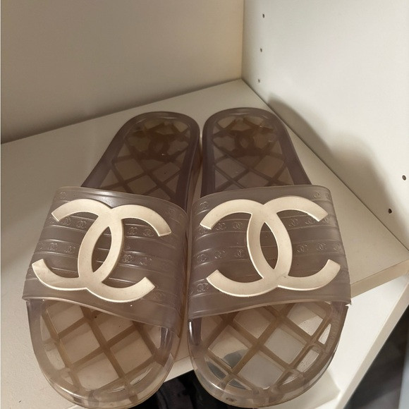 Chanel Women's Transparent Slide Sandals - Cream Accents | Poshmark