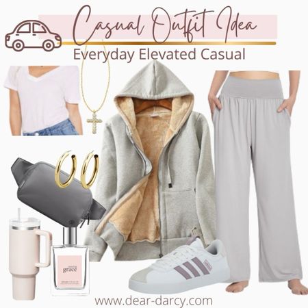 Outfit idea✔️ Casual outfit idea also great for travel🚗 ✈️ 

Cozy and comfortable 
Amazon finds 

Sherpa lined sweatshirt 
Soft flowy lounge pants
Addis Samba’s 
Cross body bag
Grace perfume by philosophy 
Vneck supe soft tee
Hoop earrings 
Stanley 40oz tumbler 


#LTKstyletip #LTKfindsunder50 #LTKtravel