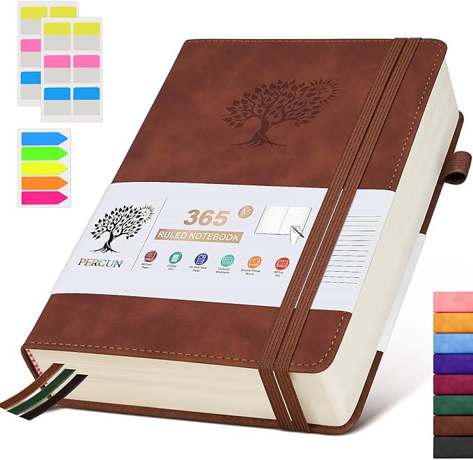 A5 Lined Journal Notebook - 365 Page Leather Journals for Writing Women & Men，Hardcover Noteboo... | Amazon (US)