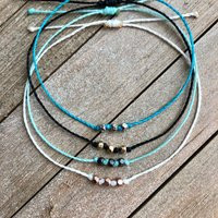 Delicate 3 Bead Bracelet Or Anklet // Waterproof Bracelet, Anklet, Surfer String Wax Cord Boho | Etsy (US)