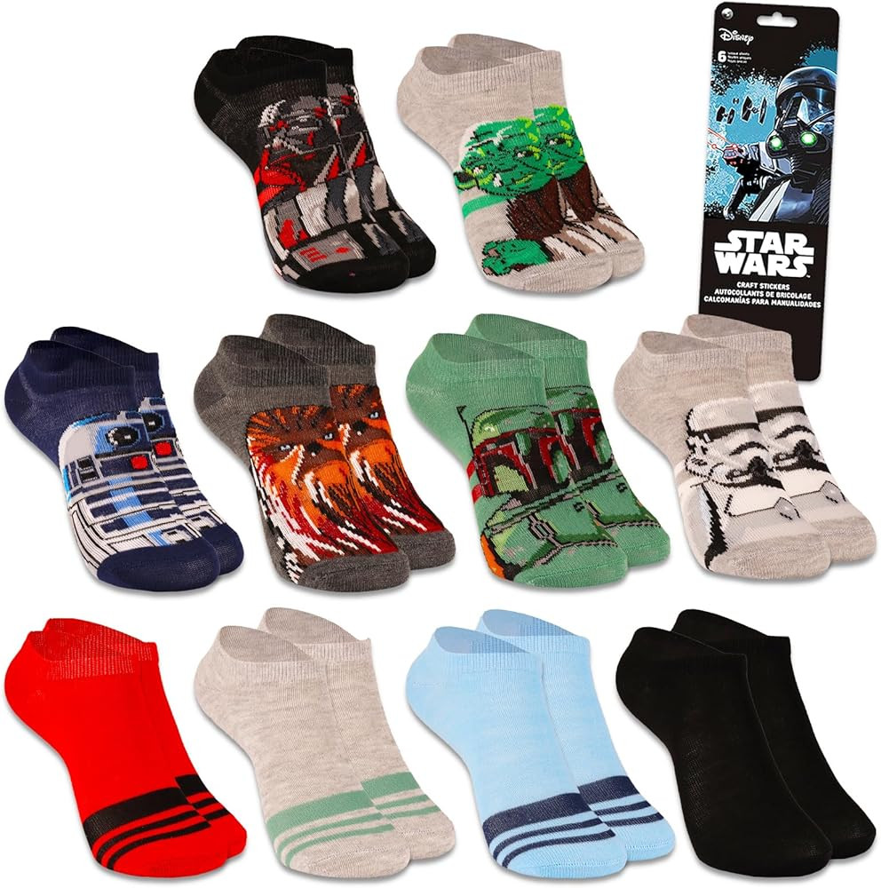 Star Wars No Show Socks For Kids - Bundle with 10 Pairs of Star Wars No Show Socks Size 10-4 Plus... | Amazon (US)