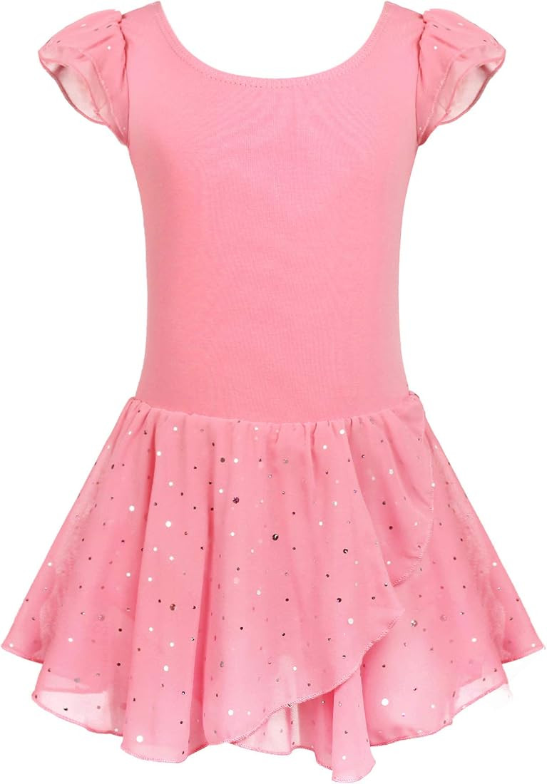 Arshiner Girls Ruffle Sleeve Ballet Dance Dress Tutu Skirted Leotard | Amazon (US)
