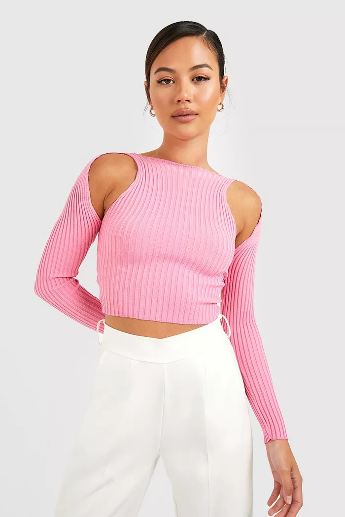 Petite Twist Back Knitted Top | Boohoo.com (UK & IE)
