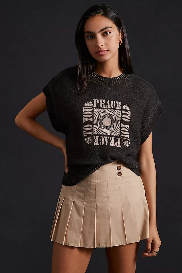 Real Fun, Wow! x Pilcro Cashmere Peace To You Sweater Vest | Anthropologie (US)