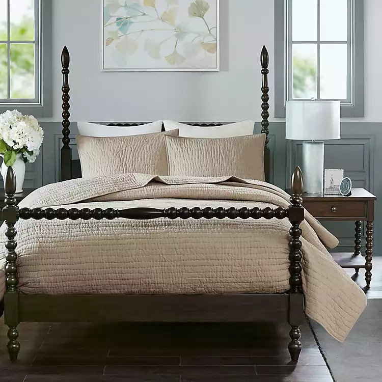 Natural Serene Quilted 3-pc. Queen Coverlet Set | Kirkland's Home