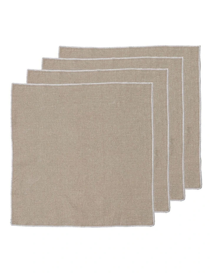 Overlock Edge Napkin 4 Pack in Taupe | Myer