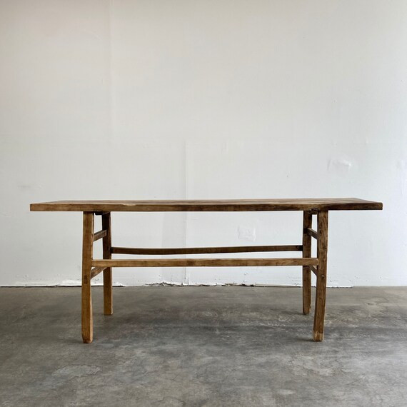 Long Vintage Antique Elm Wood Console Table | Etsy | Etsy (US)