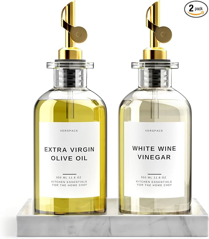 Verspace 12 Oz Olive Oil Dispenser For Kitchen With Silicone Tray & 40 Labels, Soy Sauce Dispense... | Amazon (US)