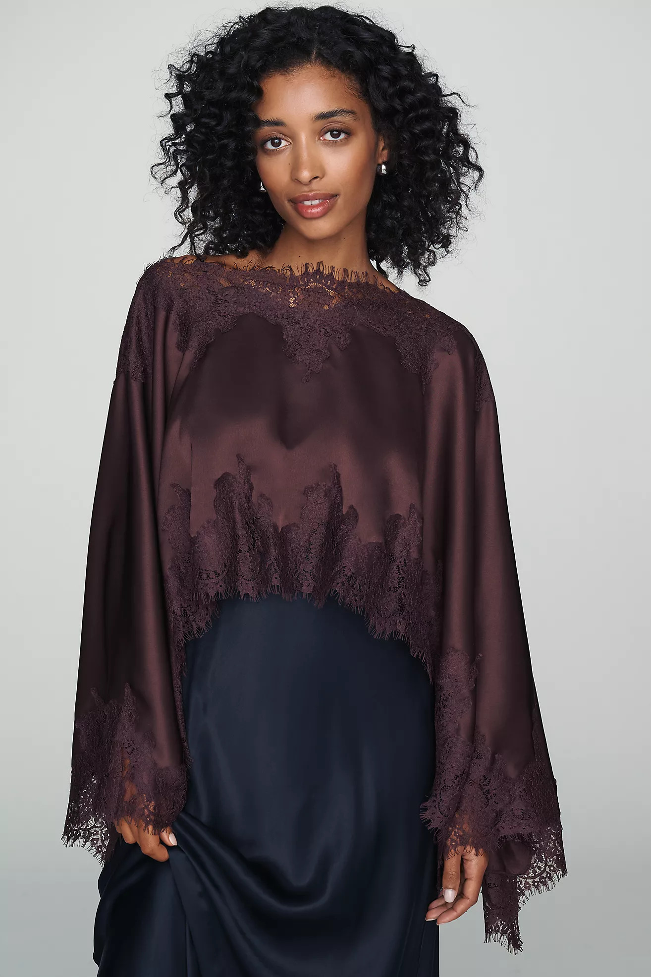 By Anthropologie Satin Lace Poncho | Anthropologie (US)