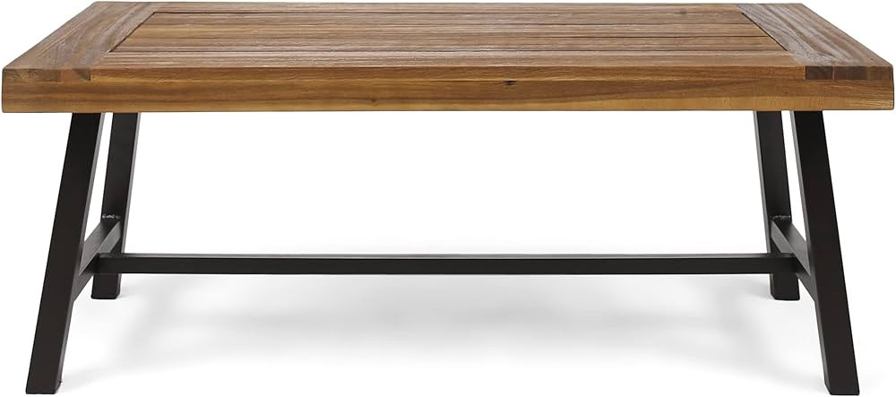 Christopher Knight Home Carlisle Outdoor Acacia Wood Coffee Table, Sandblast/Rustic Metal | Amazon (US)
