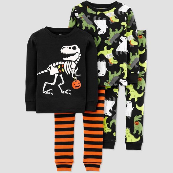 Baby Boys' 4pc Dino Halloween Snug Fit Pajama Set - Just One You® made by carter's Black/Orange | Target