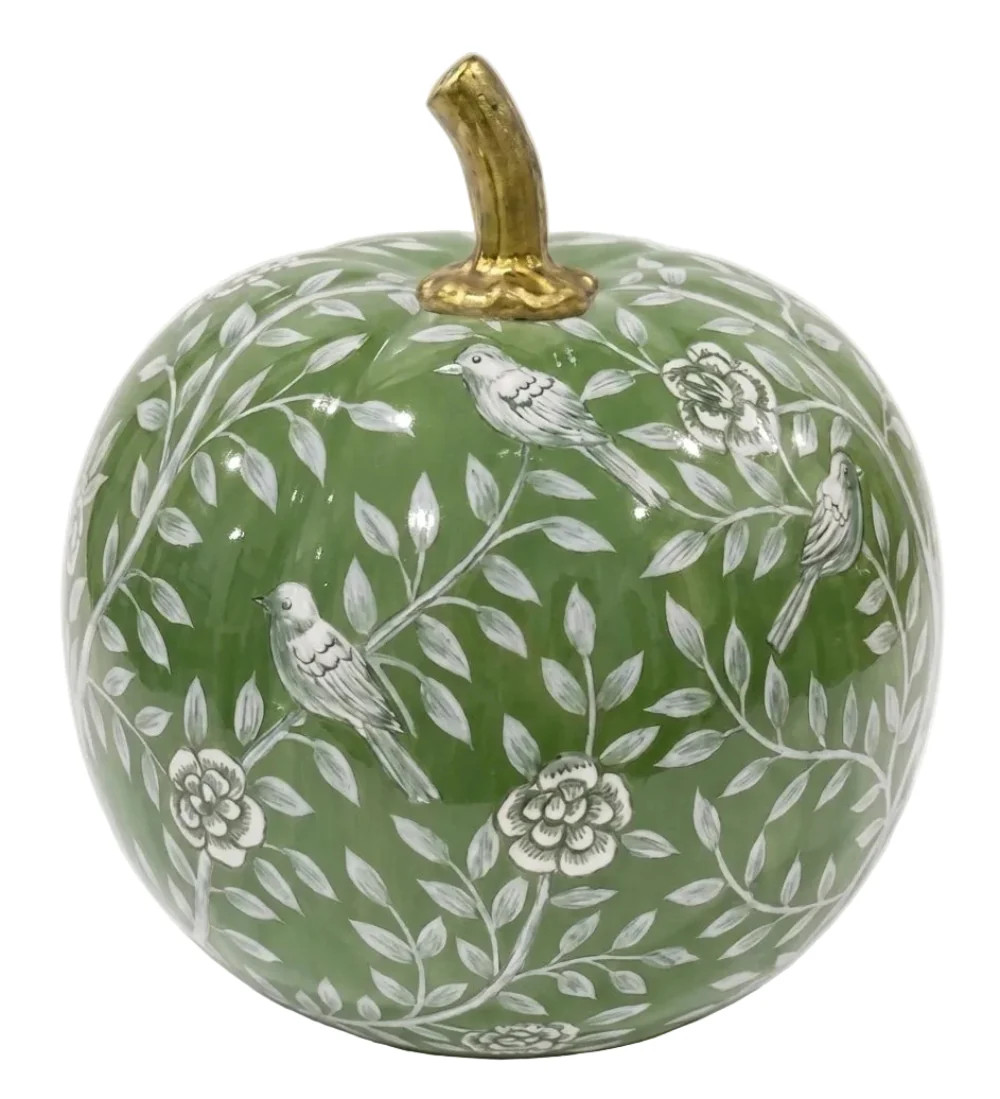 Green Bird & Vine Silhouette Pumpkin | The Enchanted Home