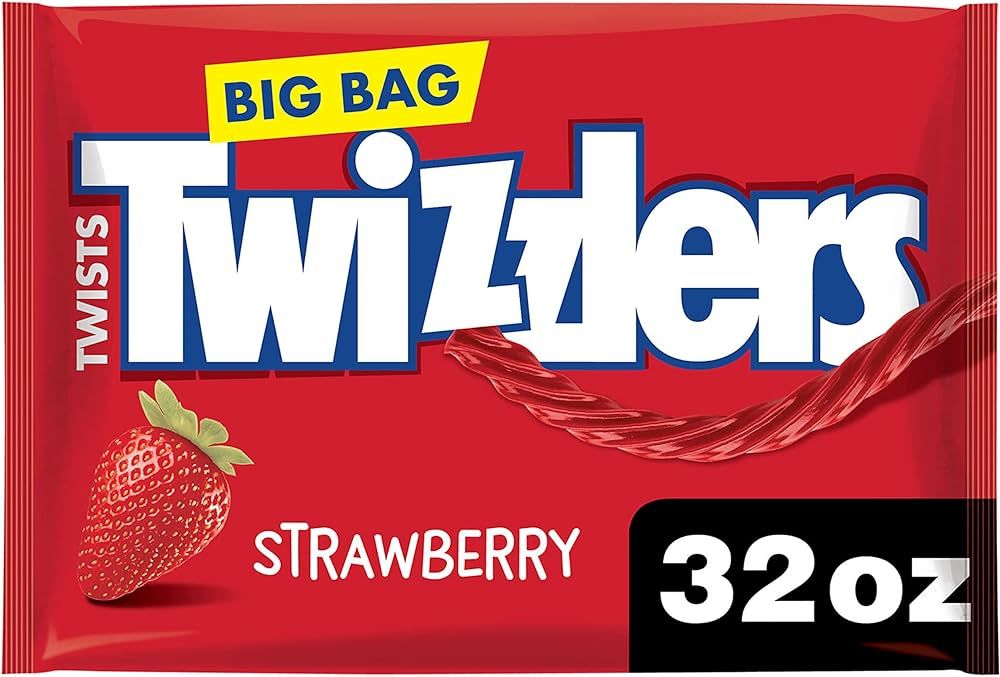 TWIZZLERS Twists Strawberry Flavored Licorice Style, Low Fat Candy Big Bag, 32 oz | Amazon (US)