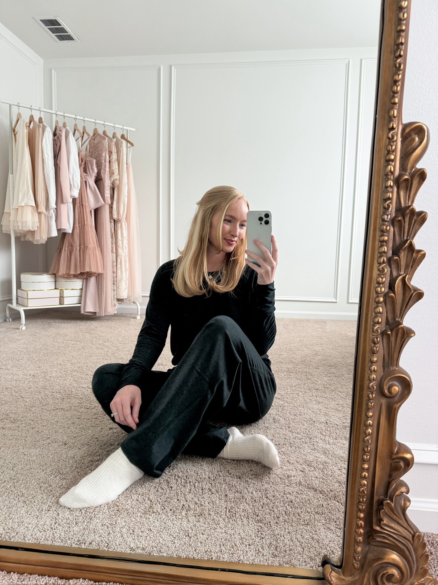 Spanx’s new SoftStretch wide leg pants and top in the deep green color! This would be a great post partum option. I have been wearing them nonstop because they are just that comfortable. Wearing size medium in the top and size small in the pants. Use my code AMANDAJOHNxSPANX for 15% off! Loungewear // Athleisure // post partum outfits // travel outfits // Spanx 

#LTKTravel #LTKBump #LTKBaby