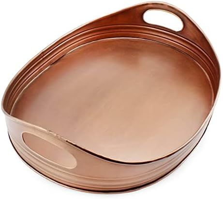 AuldHome Rustic Oval Copper Tray (16.5 x 12.5 Inches); Farmhouse Metal Decorative Serving Tray | Amazon (US)