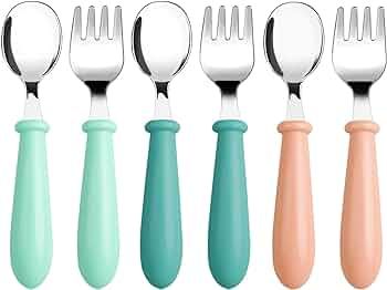 6 Pieces Toddler Utensils Stainless Steel Baby Forks and Spoons Kids Silverware Set Children's Sa... | Amazon (US)