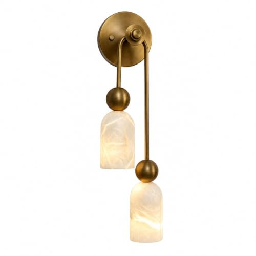 Alabaster Marble Wall Sconce,2-Lights Spanish Natural Marble Sconce, Modern Stone Wall Mounted Li... | Amazon (US)