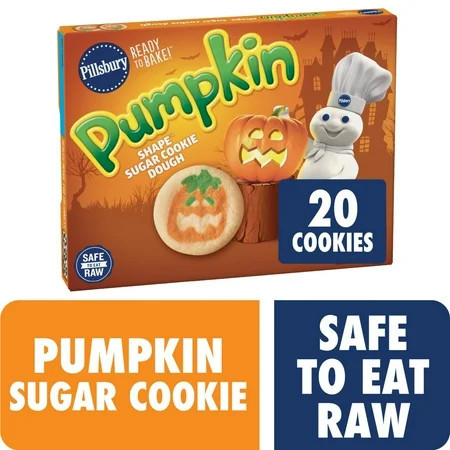 Pillsbury Ready to Bake! Pumpkin Shape Sugar Cookie Dough, 20 Cookies, 9.1 oz | Walmart (US)