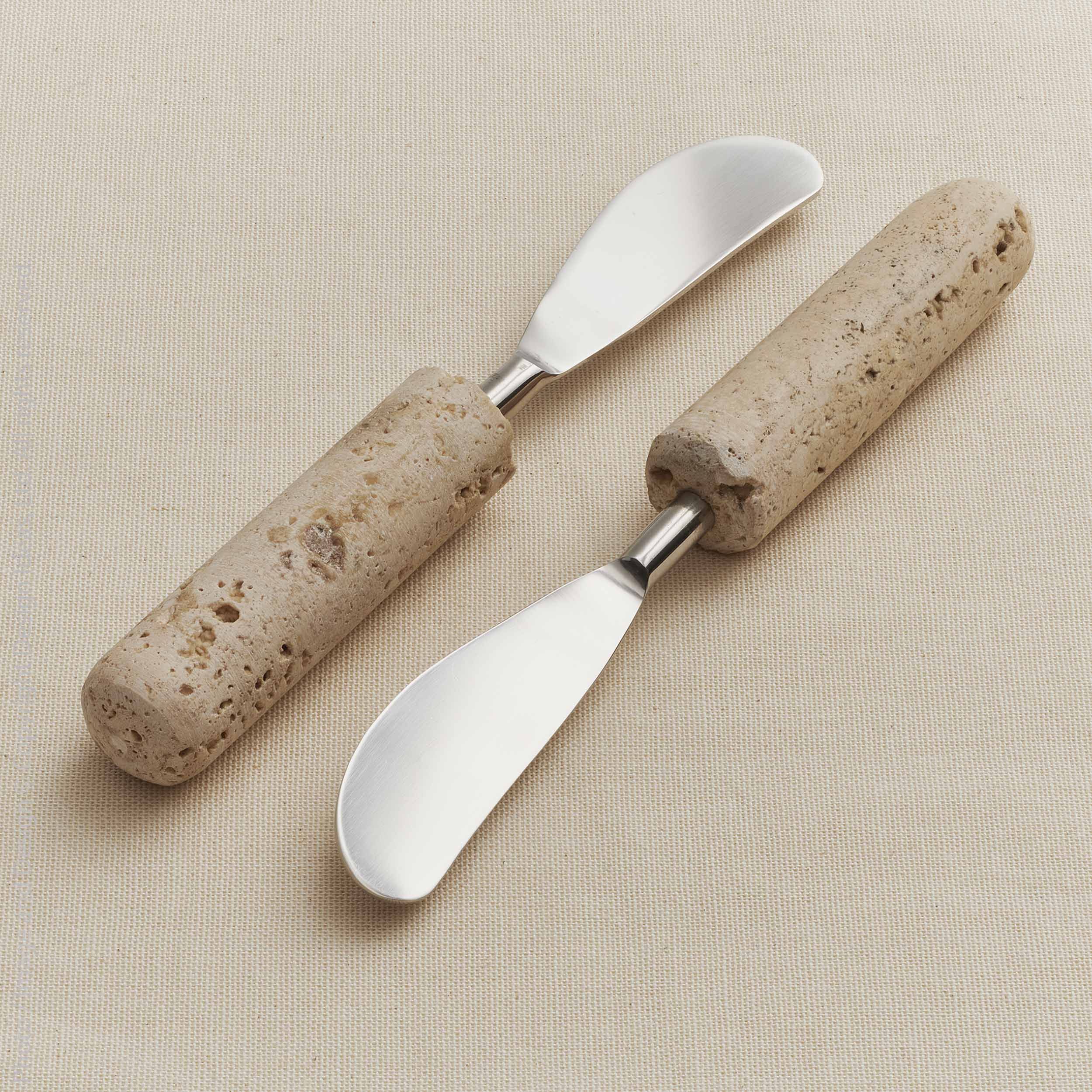 Marbella™ Hand Crafted Metal and Travertine Spreaders (set of 2) | Texxture Home