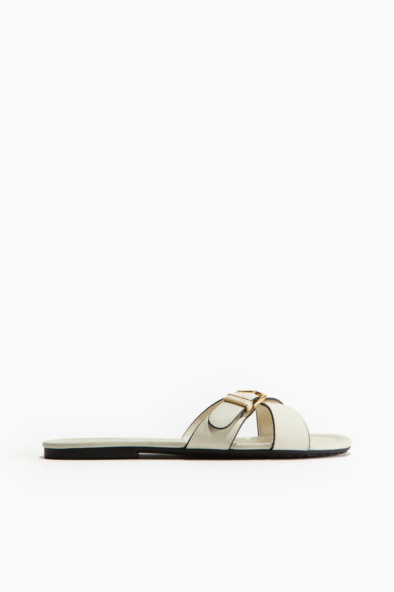 Buckle-detail Sandals - No heel - Burgundy - Ladies | H&M US | H&M (US + CA)