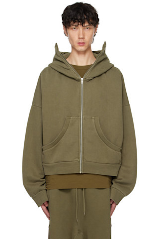 Khaki Full Zip Hoodie | SSENSE