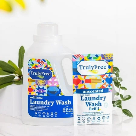 Truly Free Refillable Non-Toxic Unscented Laundry Detergent (1-Pack); Sensitive Skin; No Harmful Ingredients; Empty Jug + 1 Refill Makes 50 loads | Walmart (US)